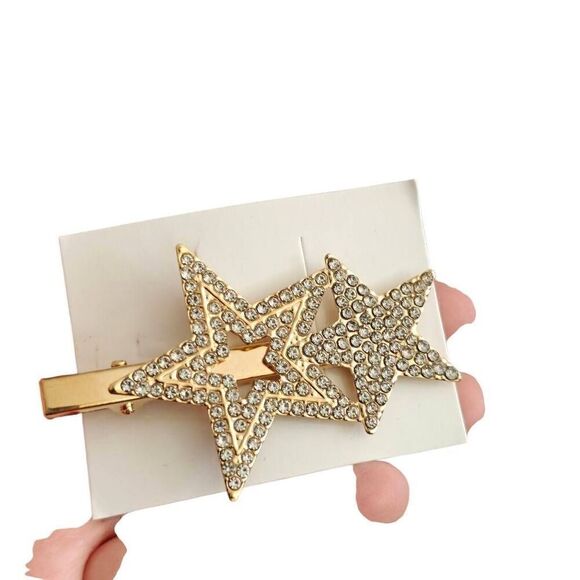 Gold Star Hair Clip with Crystals - Picture 2 of 3